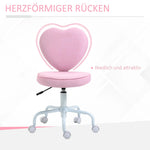 Swivel Chair Executive Computer Chair, Height Adjustable Heart-Shaped Upholstery, Pink Linen Fabric