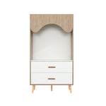 Children's Wardrobe Clothes Rail Drawers Open Storage, White Natural Wood Chipboard