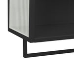 Wall Cabinet 60CM Glass Doors, Two-tier Storage, Open Shelf, Towel Rack, Black