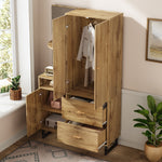 Compact Wardrobe, Hallway Upholstered Panels Shoe Cupboard, 110x186x38 cm