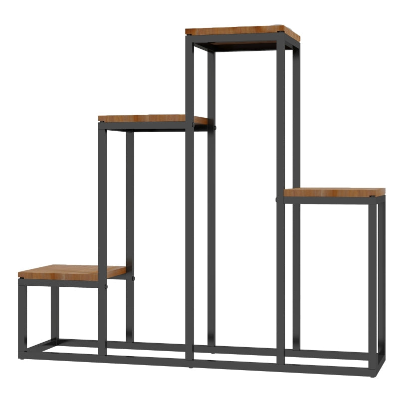 Plant Stand, 4-Level Flower Shelf, Wooden, Light Brown