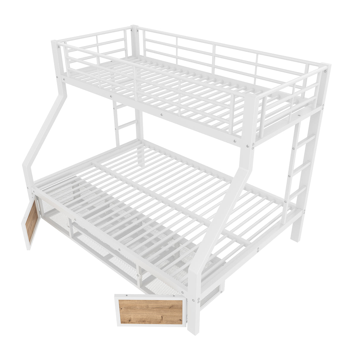 Children's Bunk Bed with Storage & Shoe Cabinet, White