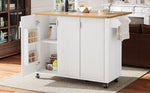 Kitchen Island Trolley Extendable on Wheels Buffet Storage Adjustable Dividers 3 Doors White/Black