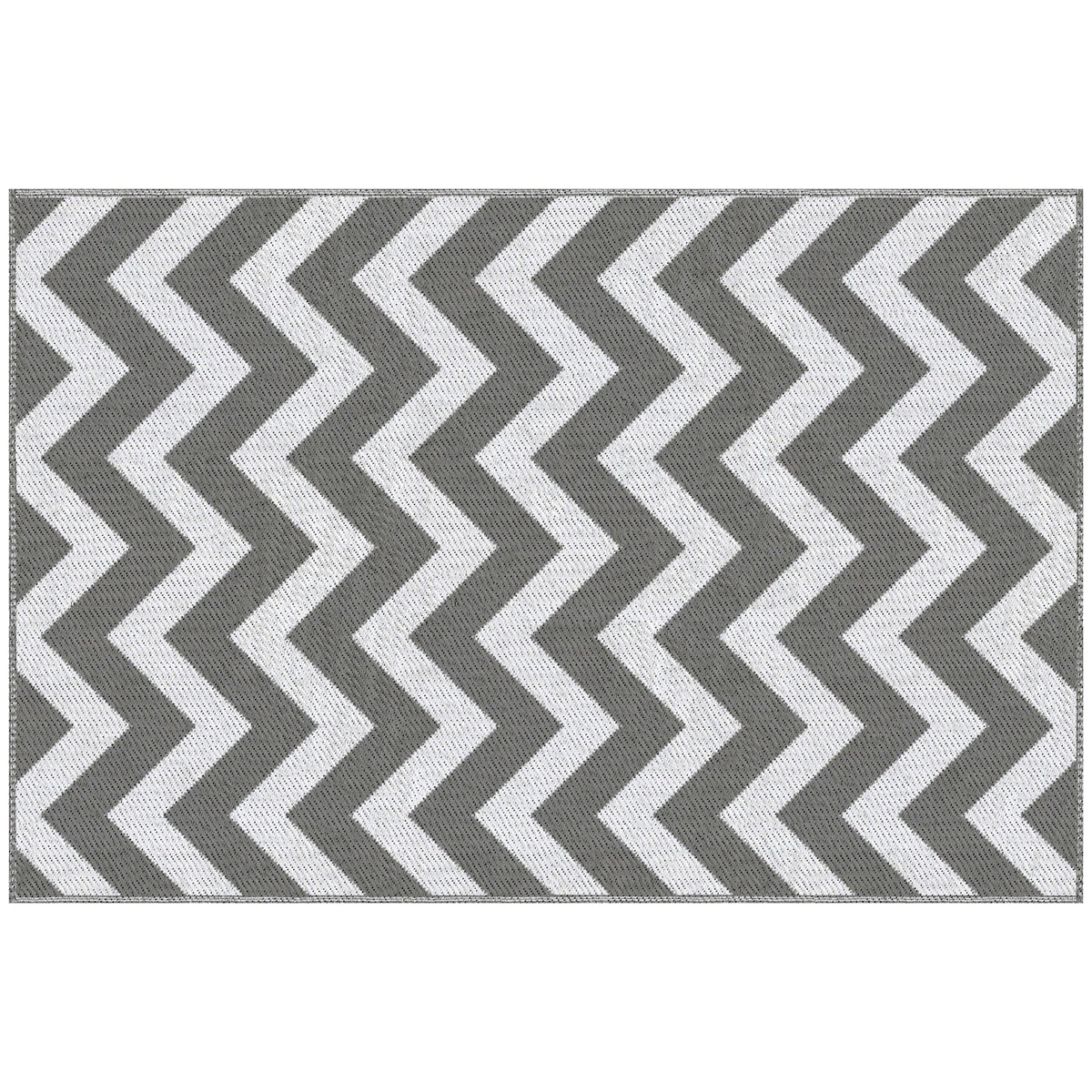 Outdoor Carpet Waterproof Plastic 121x182cm, Light Grey/White