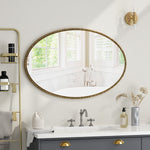 Iron Art Oval Retro Mirror, Antique Wall Hanging, Gold