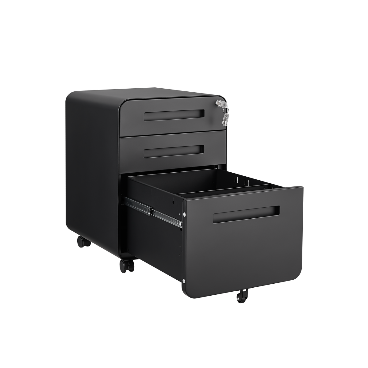Mobile File Cabinet 3 Drawer Legal/Letter/A4 Under Desk Steel Black
