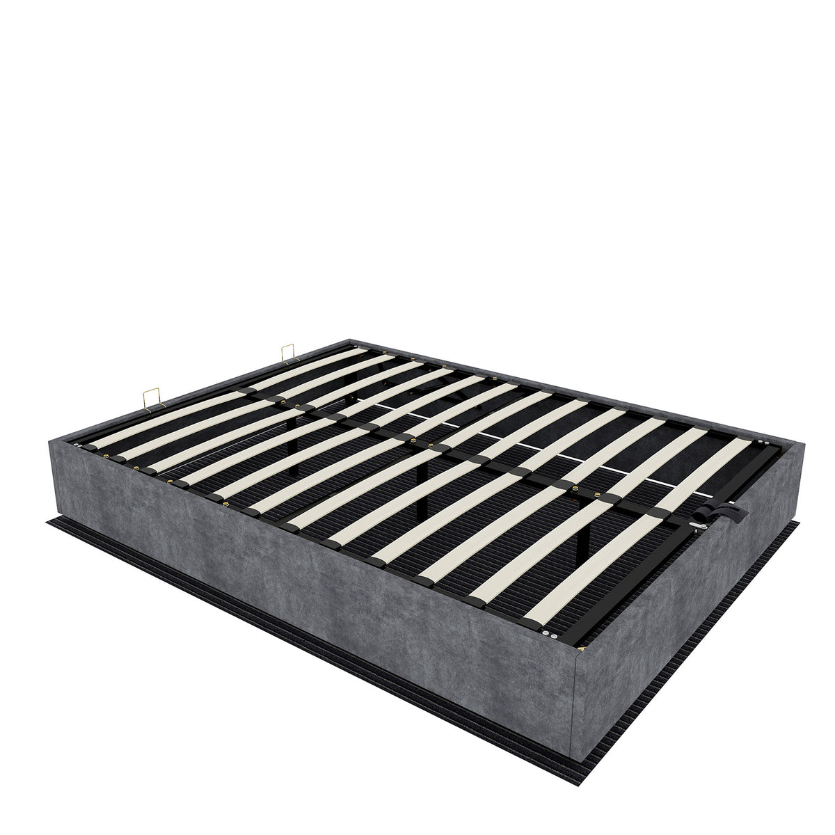 Modern Minimalist Bed Frame 160x200 with Mattress, Gray Velvet
