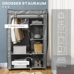 Wardrobe Fabric, 6 Compartments, Foldable, Grey