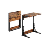 Set of 2 Foldable C-Shaped Side Tables with Metal Frame, Brown