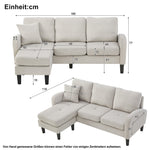 L-shaped Corner Sofa 3-Seater Chaise Modular - Cotton-Linen