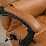 Office Chair, Massage Lumbar Heating 6-Point Faux Leather, Light Brown