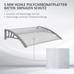 Canopy for front door 100 x 75 cm pent arch aluminum and polycarbonate silver