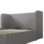 Upholstered Double Bed with Hydraulic Storage and Slatted Base, 180x200cm, Grey Linen