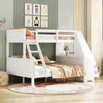 Bunk Bed with Table & Storage, 90x200/140x200 cm, White