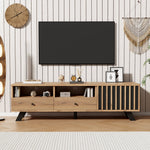 TV Cabinet 150cm with 2 Drawers, Lowboard for 60-inch TV, Wood Color