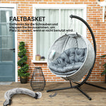 Egg-Shaped Outdoor Hanging Chair, Foldable Swing with Cup Holder, Gray