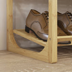 Shoe Rack, 4 Tiers, 12 Pairs, Bamboo Natural