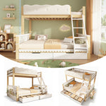 Children's Bunk Bed 90x200/140x200 with Drawers, White & Oak