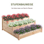 Raised Garden Bed 3-Tier Planter Flower Stand, Natural Fir Wood