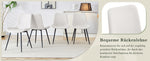 Dining Chair Set of 4 Modern Widened Seat Metal Legs - White Faux Leather