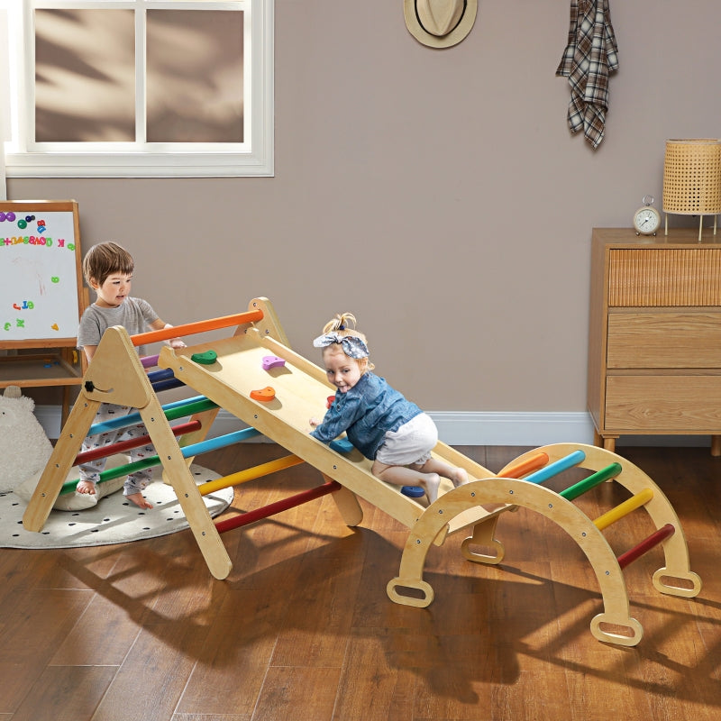 5-in-1 Children's Climbing Frame with Ramp, Bridge and Triangular Ladder, Colorful