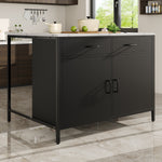 Black Bar Table with Marble Texture Tabletop and Adjustable Feet, MDF