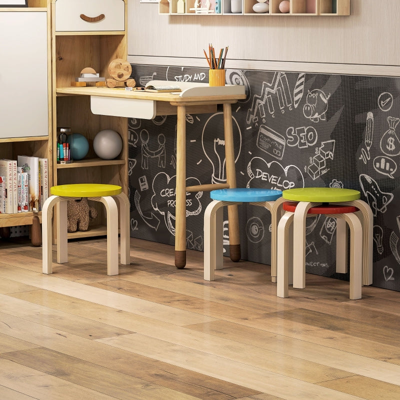 Stacking Stools, 4-pack with Felt Foot Pads, Birch Plywood
