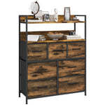 Chest of Drawers, 7 Fabric Folding Drawers 2 Shelves, Rustic Brown