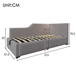 Upholstered Daybed 90x200cm, Sofa Bed with Hydraulic Storage, Reading Light, USB-C, Velvet Grey
