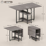 Folding Dining Table, 2-4 People Mobile with 2 Open Shelves, Gray