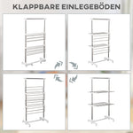 Mobile Clothes Airer, Foldable Tower Dryer 2 Levels, Silver