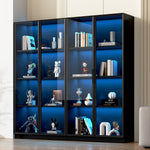Glass Display Case, App-Controlled LED Lighting 4-Door Storage Cabinet, Freestanding