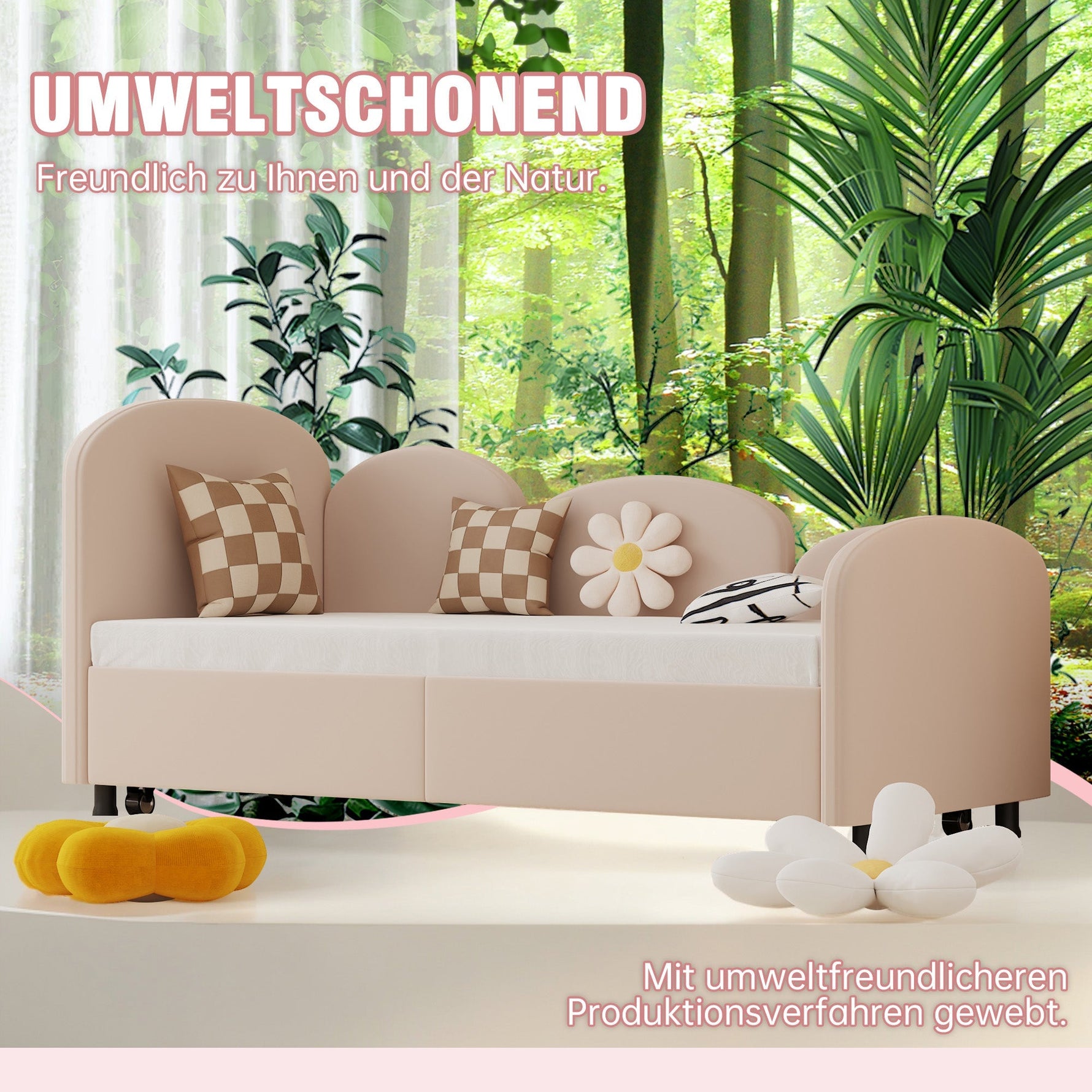 SOFTSEA Twin Size Daybed, Velvet Upholstered with Storage Drawers