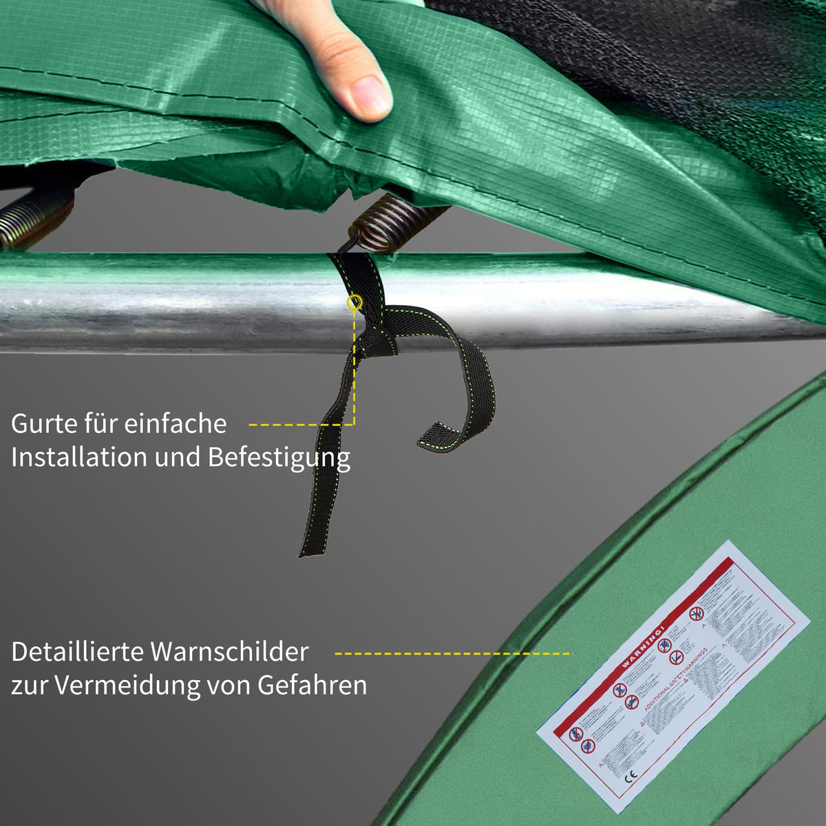 Trampoline Safety Net Edge Cover, 8ft-15ft Ø 366cm, Green