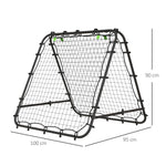Football Rebounder Double-Sided Adjustable in 5 Levels Steel Black