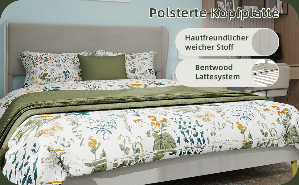Modern Minimalist Upholstered Bed with Plush Headboard, 160x200 cm, Beige