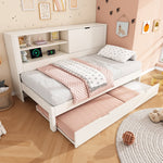 Sofa Bed with Pull-out Bed and Storage Back Panel, USB/USB-C Charging Station, White