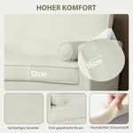 2-Seater Sofa, Upholstered with Rubber Wood Legs, Cream White