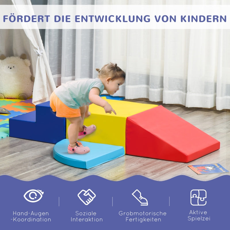 Foam Building Blocks, 4-Piece Soft Climbing & Construction Toys, Multi-colored
