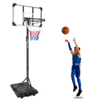 Portable Basketball Hoop, Adjustable Height, with Wheels, Black