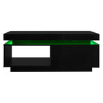 TV Wall Unit Set, Cabinet Coffee Table High-Gloss LED Lights, Black