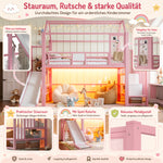 Bunk Bed 90x200cm with Desk, USB & Shelves - White Metal