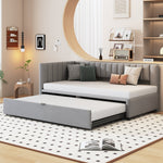 Sofa Bed, L-Shaped Pull-Out 90/180x200cm, Velvet Gray