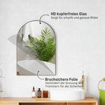 Curved Bathroom Mirror, 50 x 70 cm, Aluminum Frame, Black