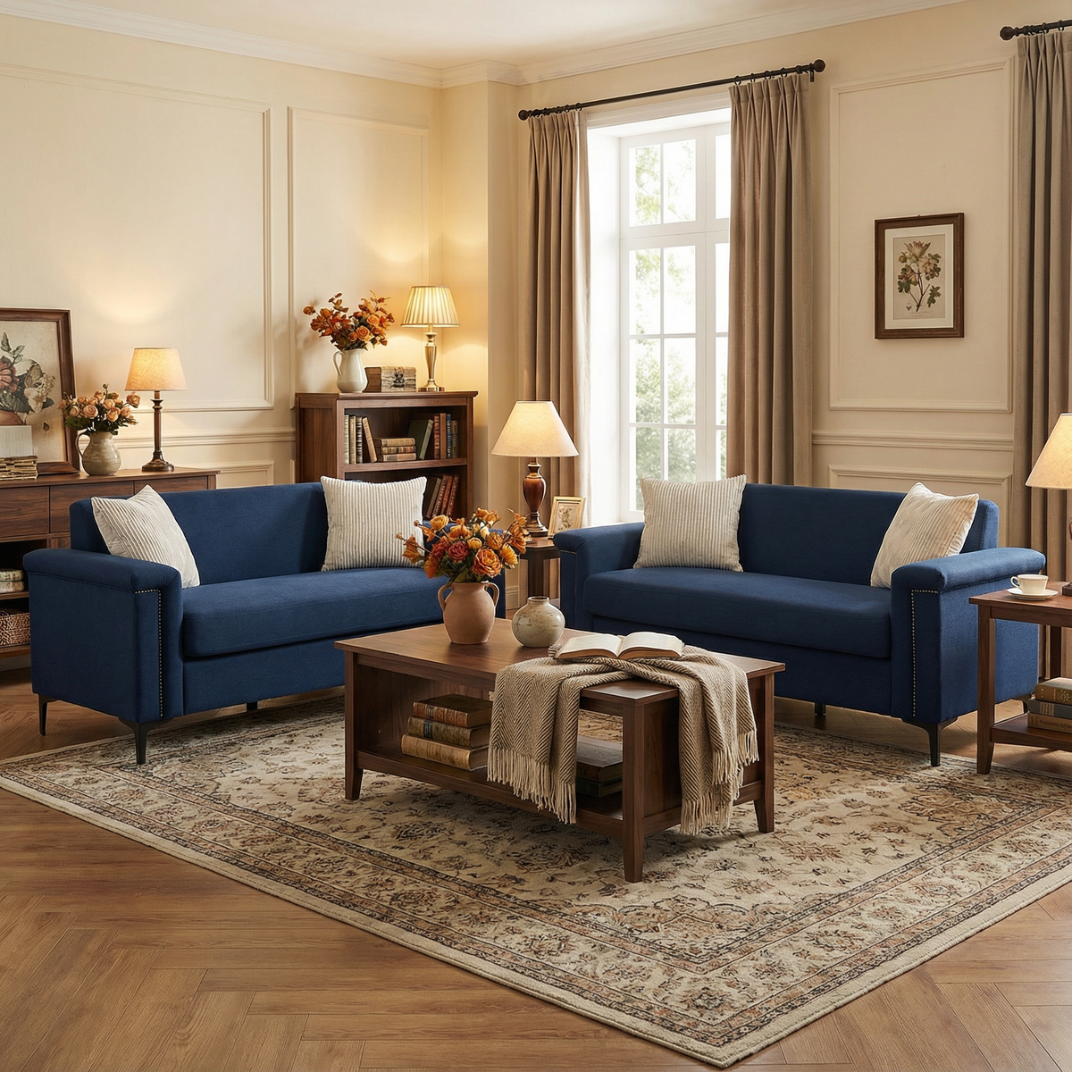 Sofa Set 2-Seater 172cm Space-Saving 2-Piece - Fabric