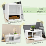 Cat Cabinet, 2-in-1 Design, Magnetic Door, White