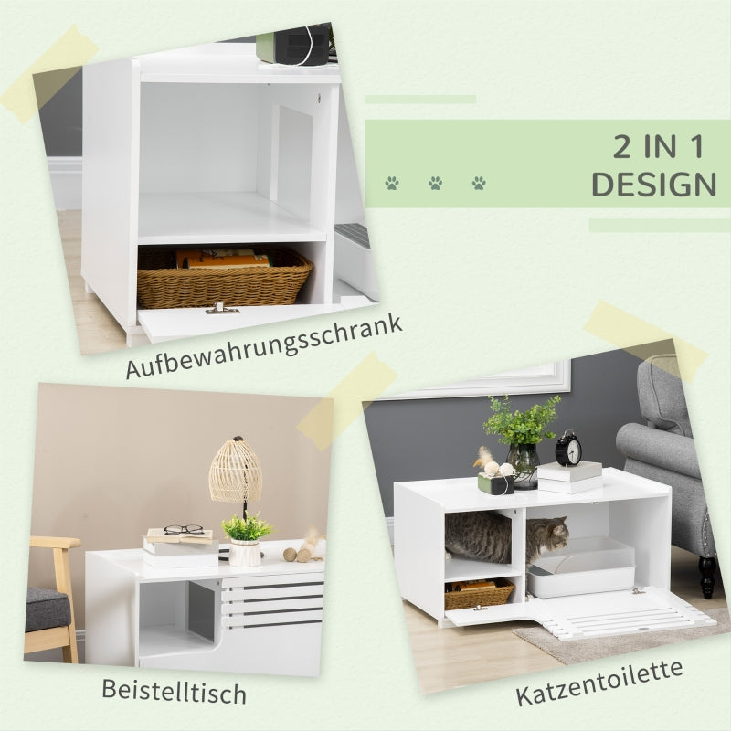 Cat Cabinet, 2-in-1 Design, Magnetic Door, White