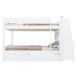 Bunk Bed 140x200cm with Desk, Cabinet & Drawers, White