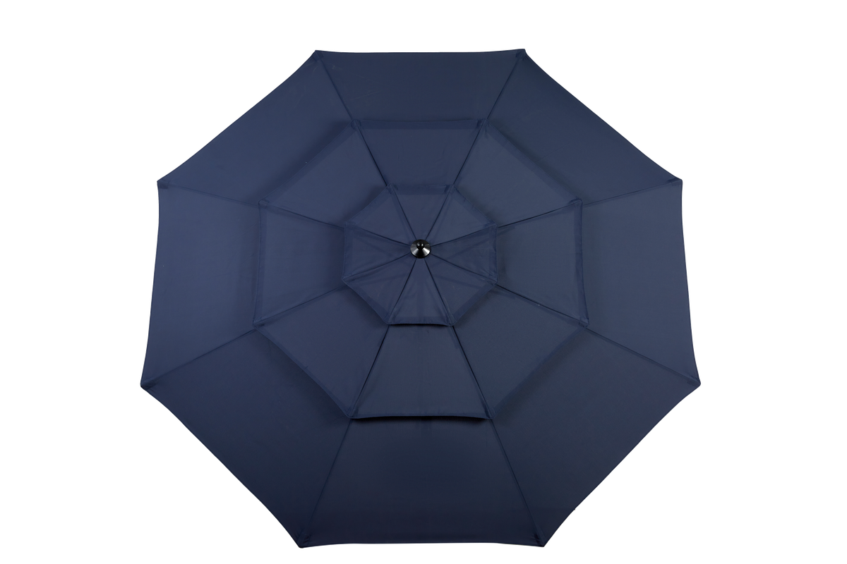 Outdoor Umbrella 14.8 Ft Double Sided Rectangular Large with Crank, Navy Blue
