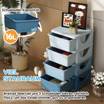 Kids' Storage Boxes, 4 Drawers, Rounded Edges, Plastic, Blue